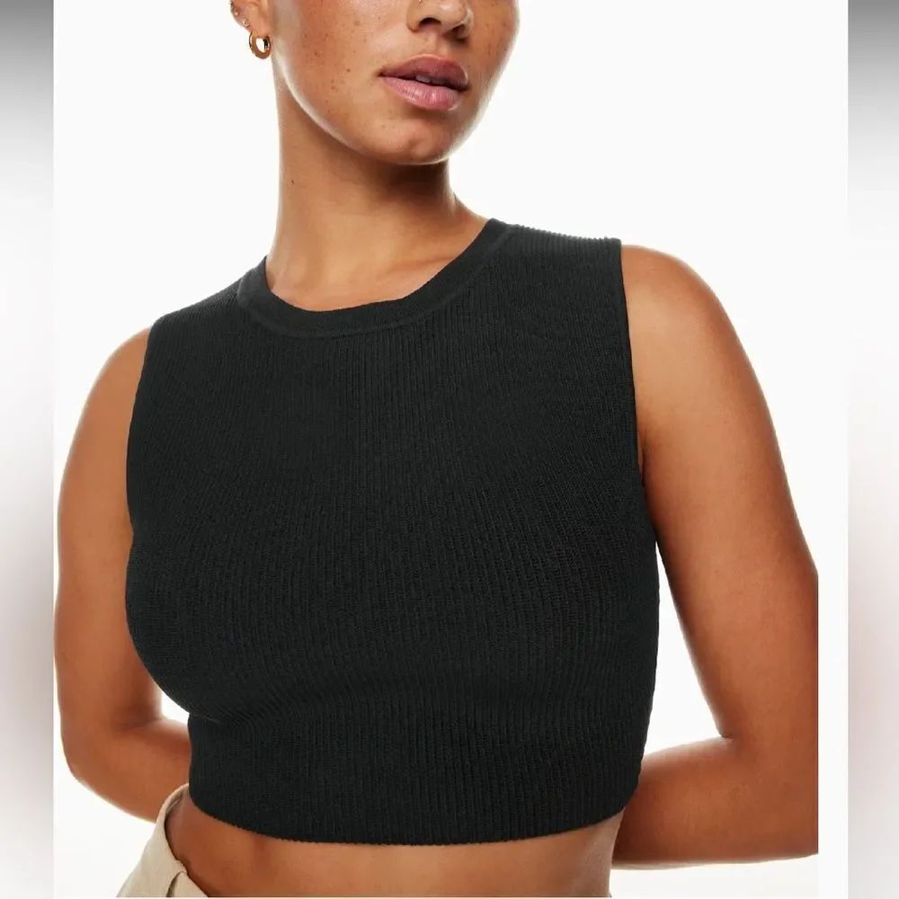 Babaton Sculpt Knit Muscle Cropped Ribbed Tank Top Size M